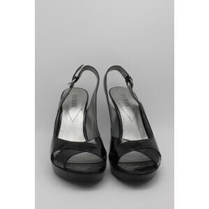 NWOT Guess Black Patent Leather Peep Sling Back Pumps High Heels Shoes Size 7.5